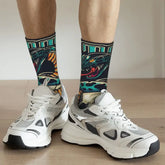 Harajuku Snake Tattoo Print Crew Socks